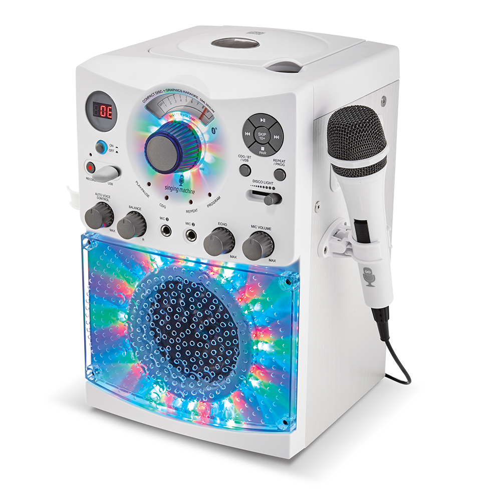 Singing Machine Portable Bluetooth Karaoke Machine with Wired Microphone and LED Disco Lights
