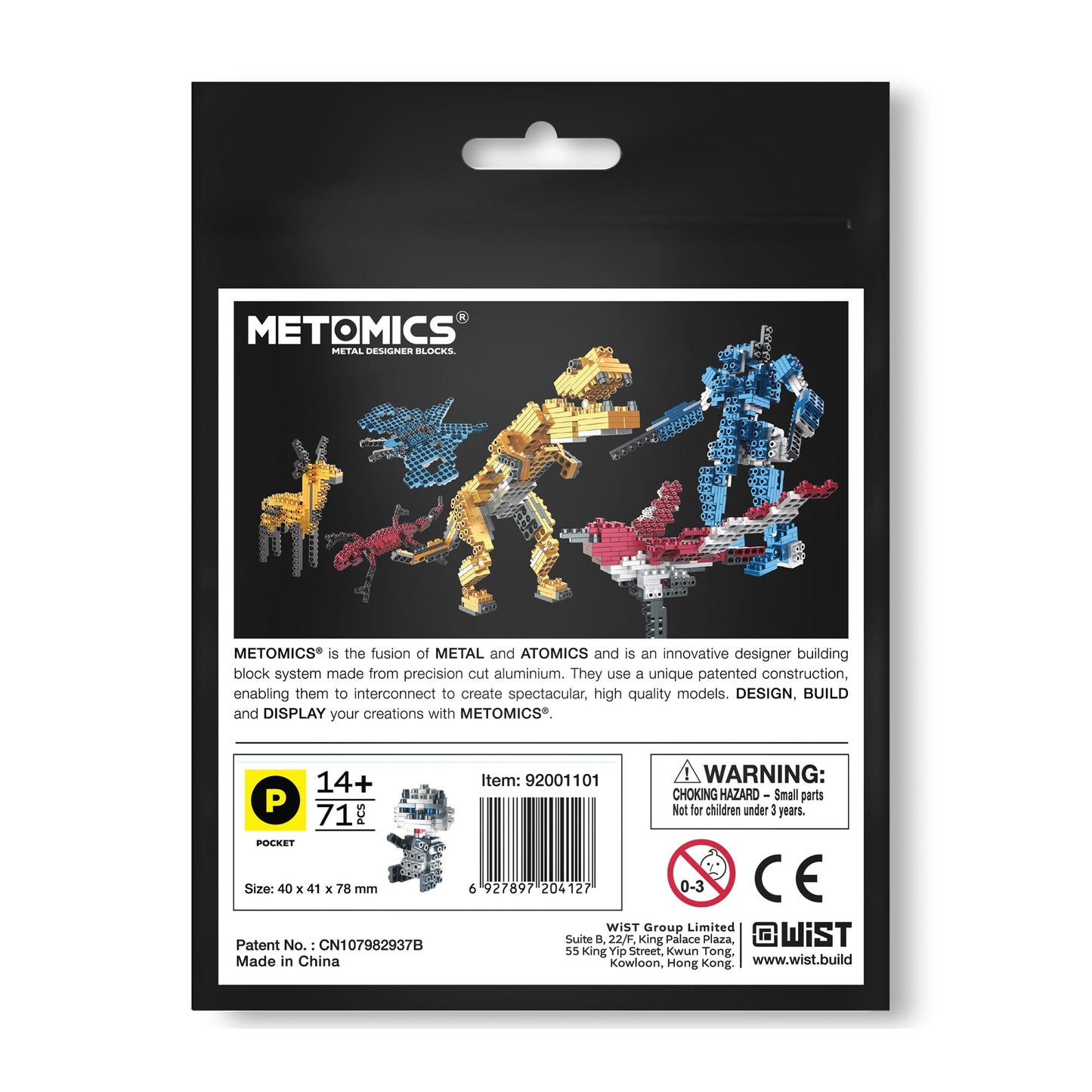 Metomics Wild Animal 71-Piece Panda Bear - Space Silver & Charcoal Black