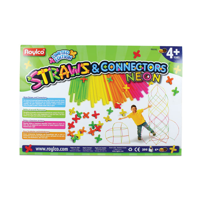 Roylco Straws & Connectors Neon 300-Piece Creative Building Set