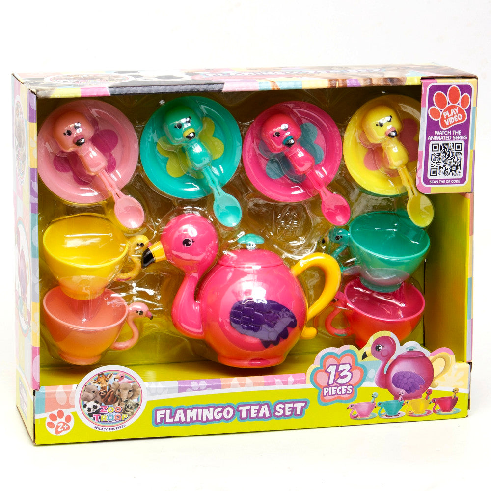 Zoo Troop Flamingo Tea Set 13-Piece Pretend Play Set for Ages 2+