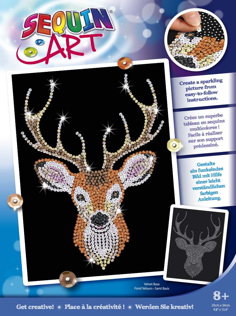 Sequin Art Blue Range Sparkling Stag Head Craft Kit - Blue