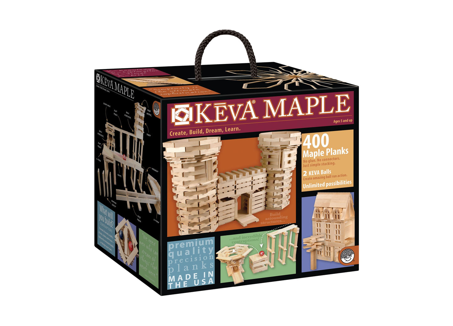 MindWare KEVA Maple 400-Piece Premium Plank Set with Guidebook and Canvas Tote