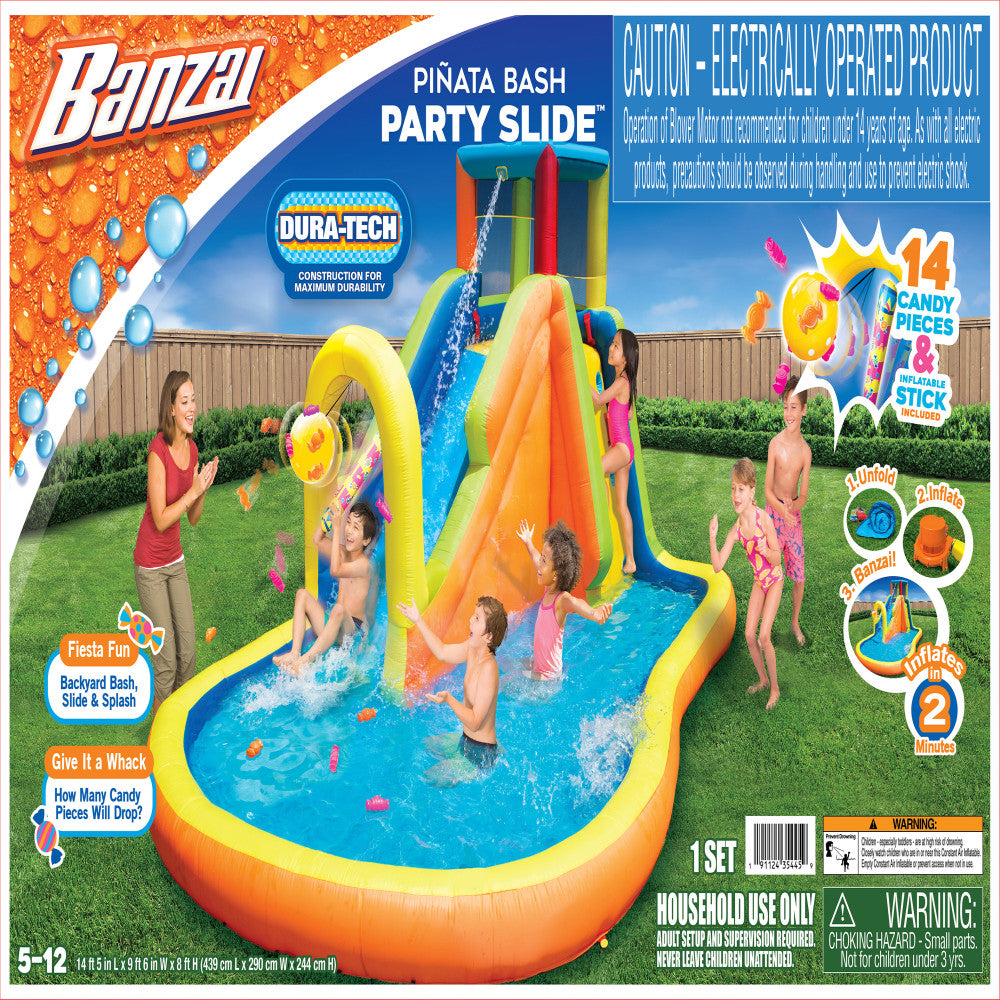 Banzai Inflatable Piñata Bash Water Slide Park with Quick Inflation