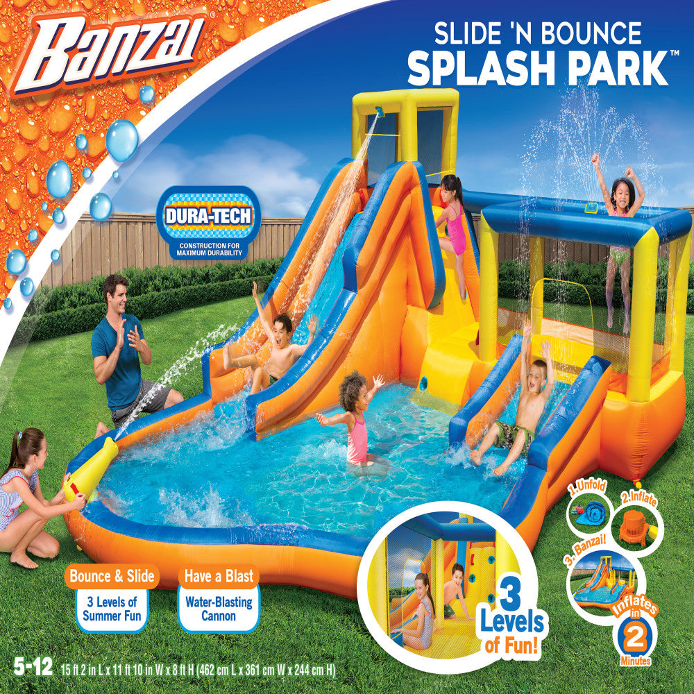Banzai Inflatable Water Bonanza Slide And Soak Splash Park Banzai