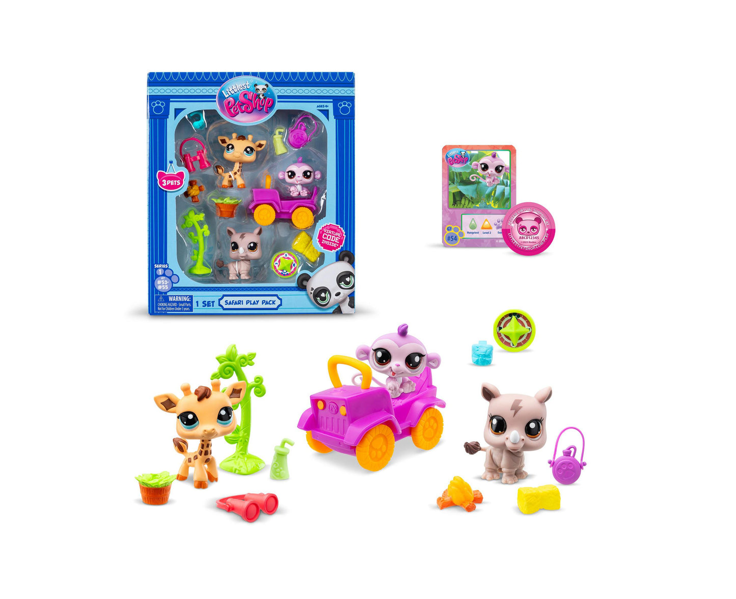 Littlest Pet Shop Safari Adventure Blind Pack - Gen 7, Pets 53, 54, 55