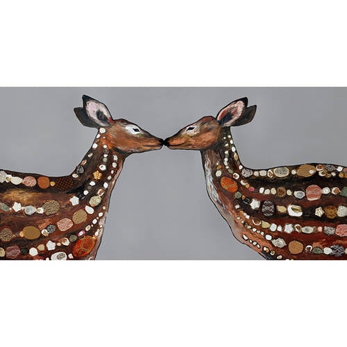 Oopsy Daisys Deer Love on Deep Gray Canvas Wall Art