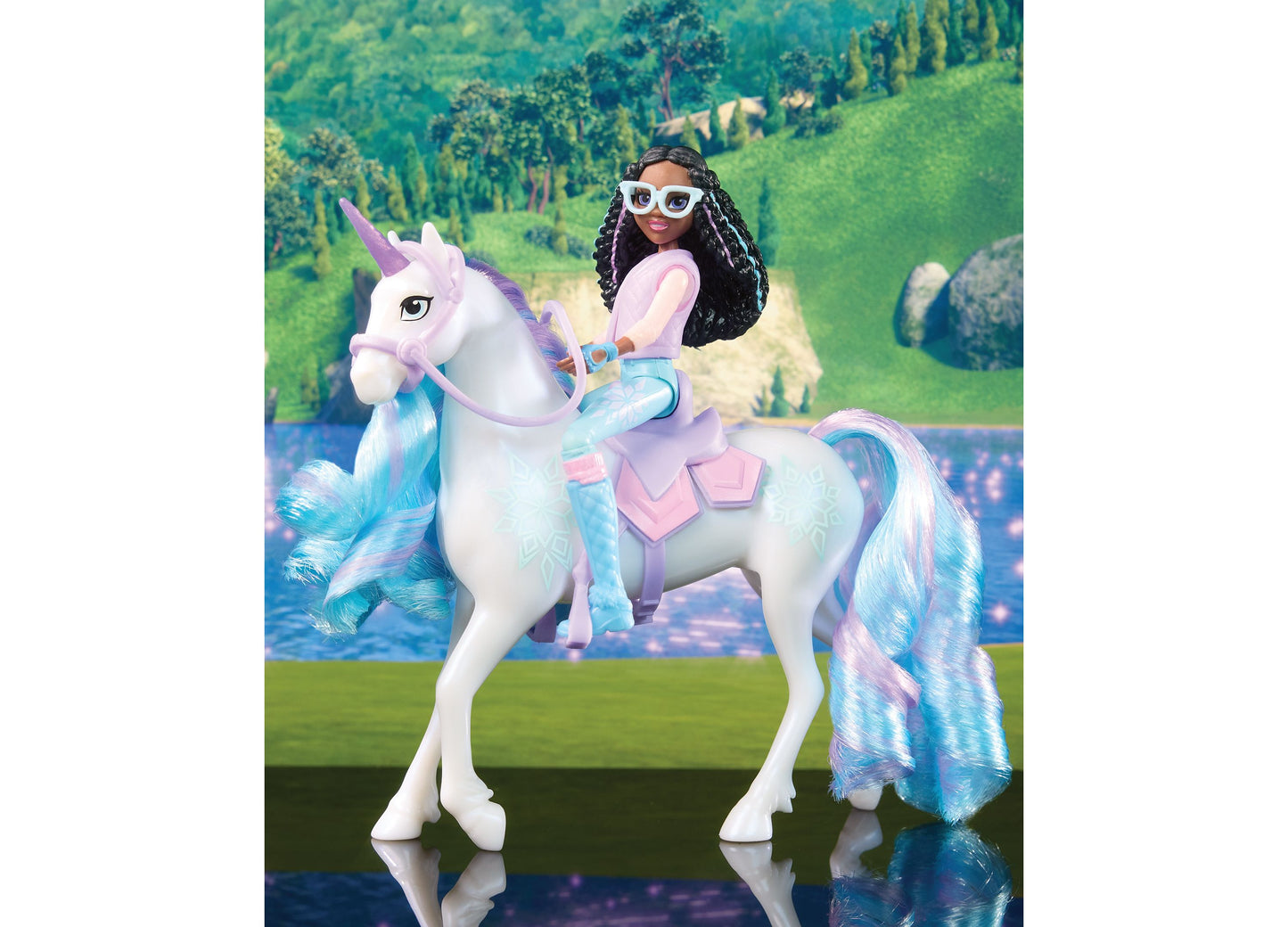 Unicorn Academy Layla and Glacier Doll Set with Riding Accessories