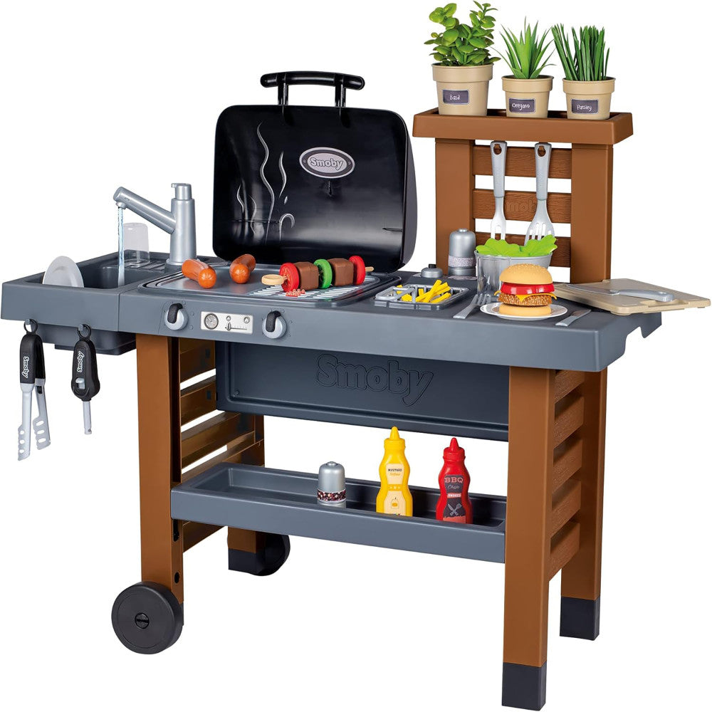 Smoby Garden Kitchen Playset Toy Grill with 43 Accessories
