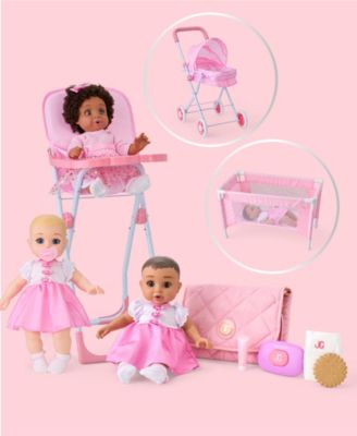 Journey Girls Pastel Pink Baby Doll Crib Playset