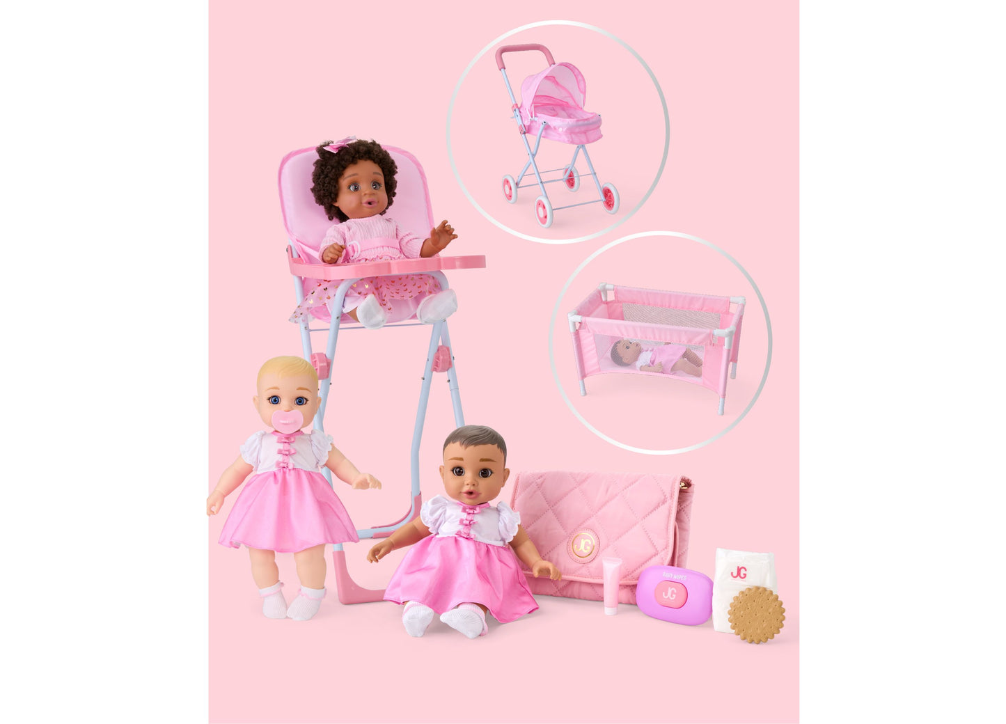 Journey Girls Quilted Designer-Inspired Doll Diaper Bag Playset