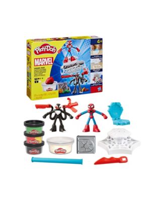Play-Doh Marvel Spider-Man Web-Slinging Battle Playset with Spider-Man and Venom figures, web-slinger tool, and acces...
