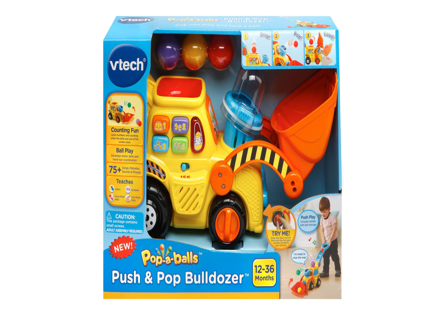 VTech Pop-a-Balls Push Pop Bulldozer Interactive Toy