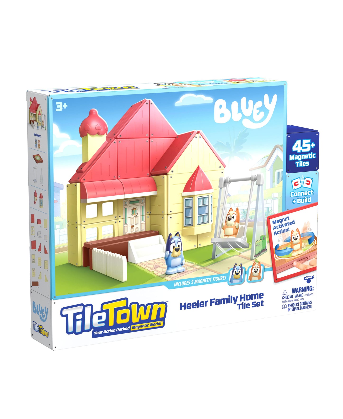 Tile Town Bluey Heeler Home Magnetic Tiles Playset, 46-Piece