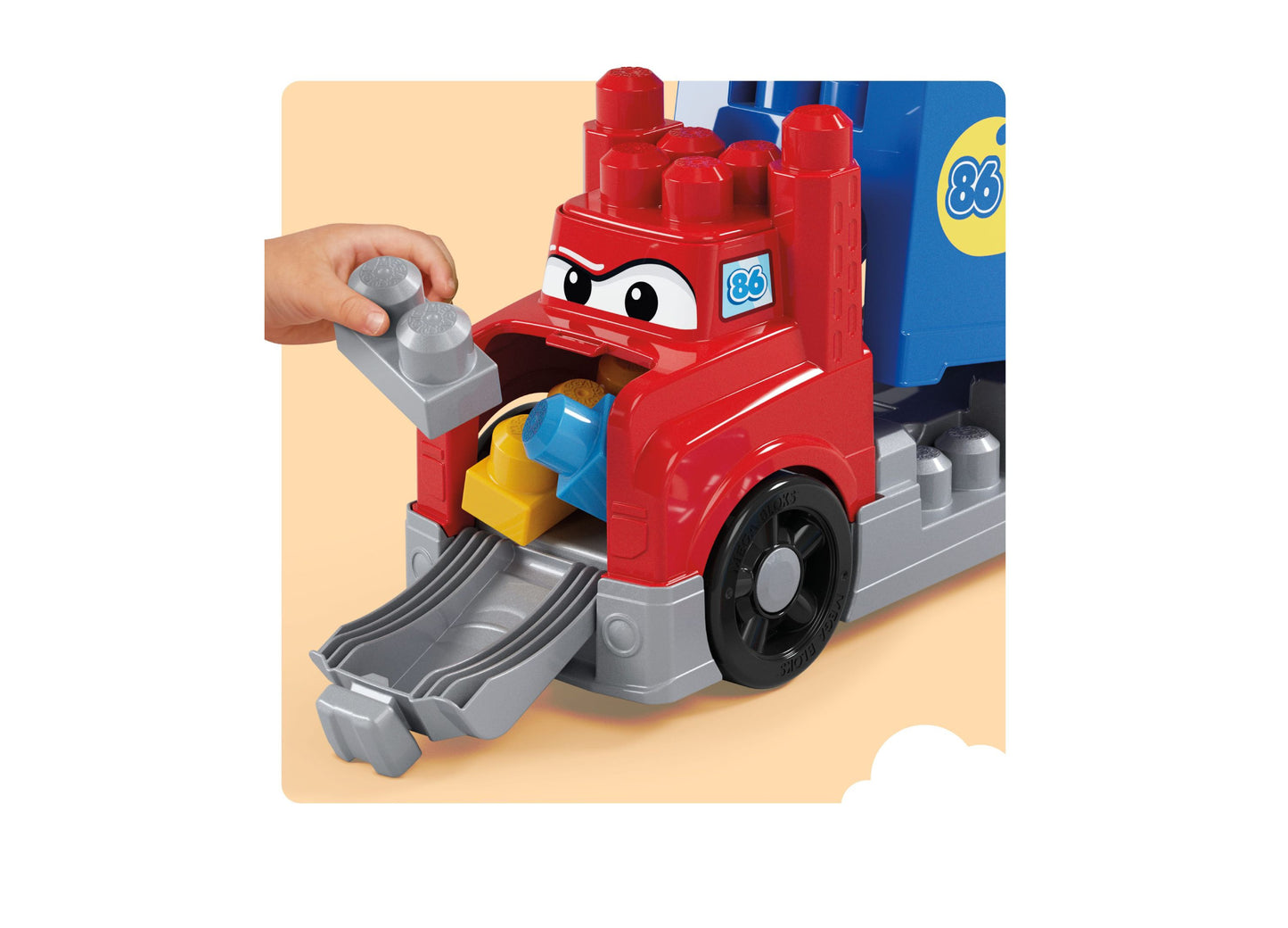 Mega Bloks First Builders Build and Race Rig Toy Blocks, 19 Pieces