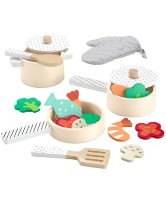 Fisher Price Wooden Pots and Pans Kitchen Playset - 19 Piece Set