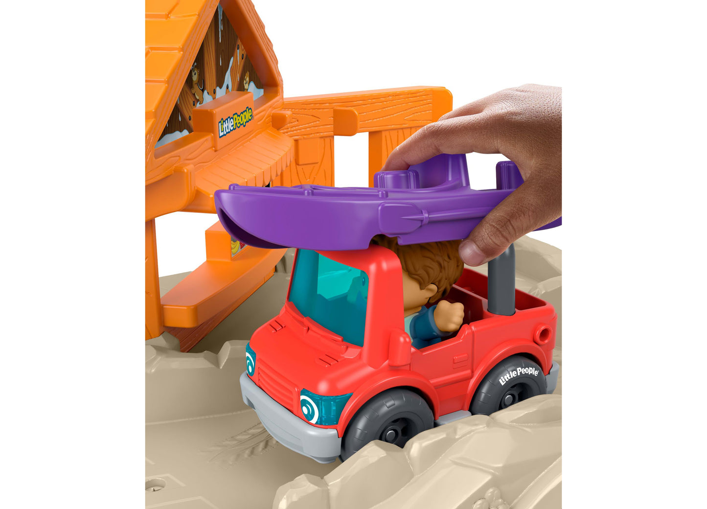 Fisher Price Ultimate Mountain Playset with red truck and purple crane accessory