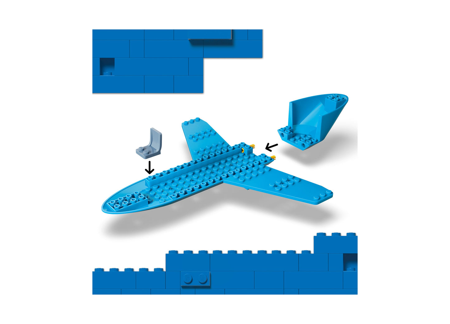 LEGO City Passenger Jet 60492 blue building set with aircraft, minifigure, and instruction pieces