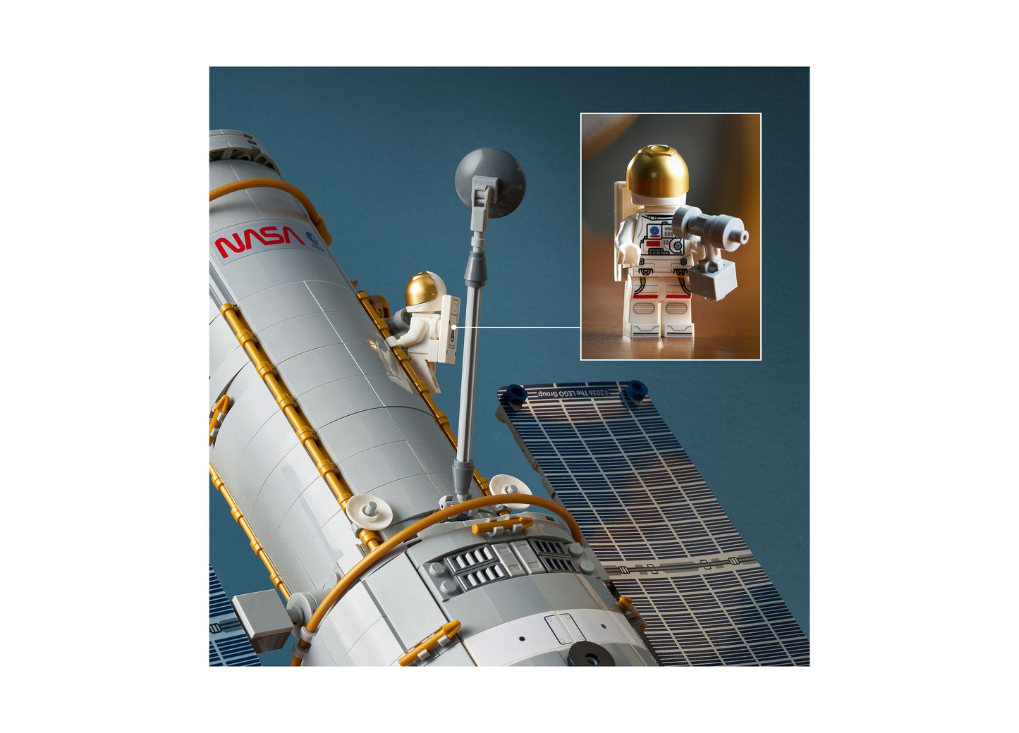LEGO Icons Hubble Space Telescope 11382 building set with astronaut minifigure and solar panels