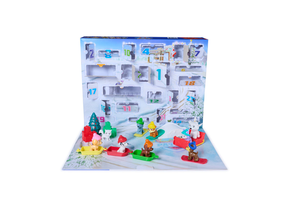 Paw Patrol 24-Day Holiday Advent Calendar Playset with 10 Figures, 7 Vehicles & Accessories, Ages 3+