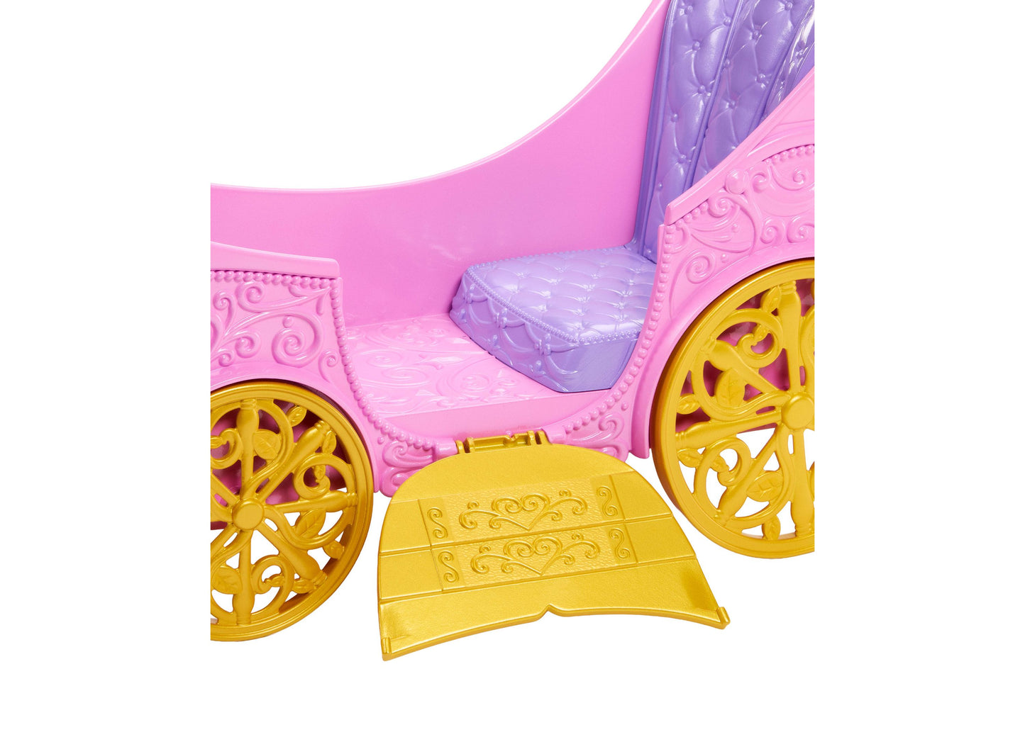 Disney Princess Rapunzel Grand Carriage with purple and gold details, pink seat, and decorative wheels