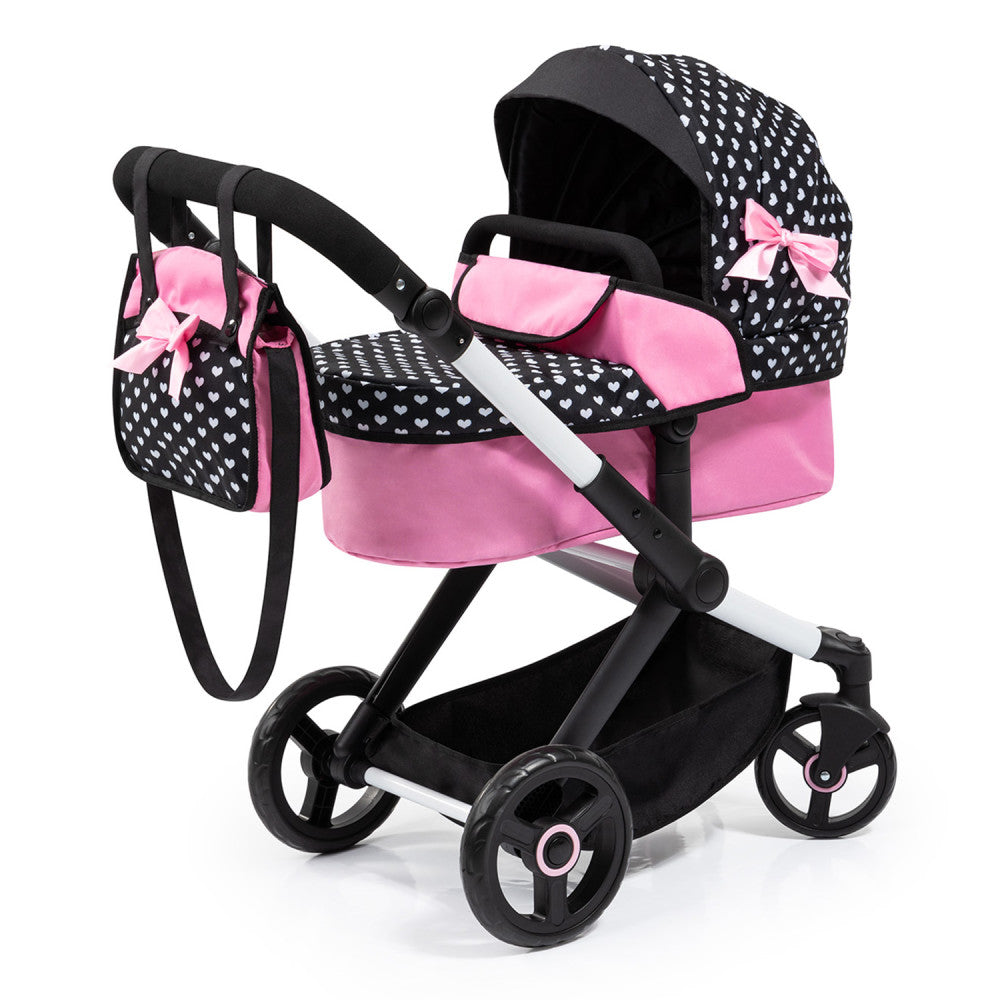 Bayer Design Dolls: Pram Xeo: Matching Handbag, Black/Pink Bayer Design Dolls: Pram Xeo: Matching Handbag, Black/Pink