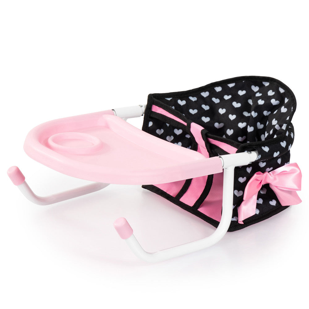 Bayer Design Dolls: Table Seat - Black, Pink, Hearts - Accessory For Dolls Up To 18"
