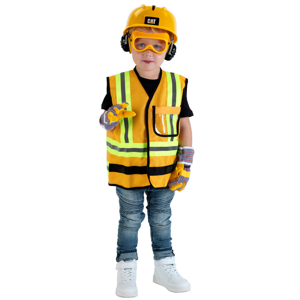 CAT: Construction Worker Vest - Yellow & Black - 5pc Set, Kids Ags 3+