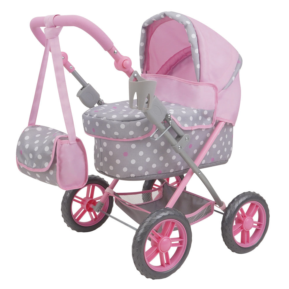 509 Crew Amanda Doll Pram in Cotton Candy Pink with Polka Dots – Toys