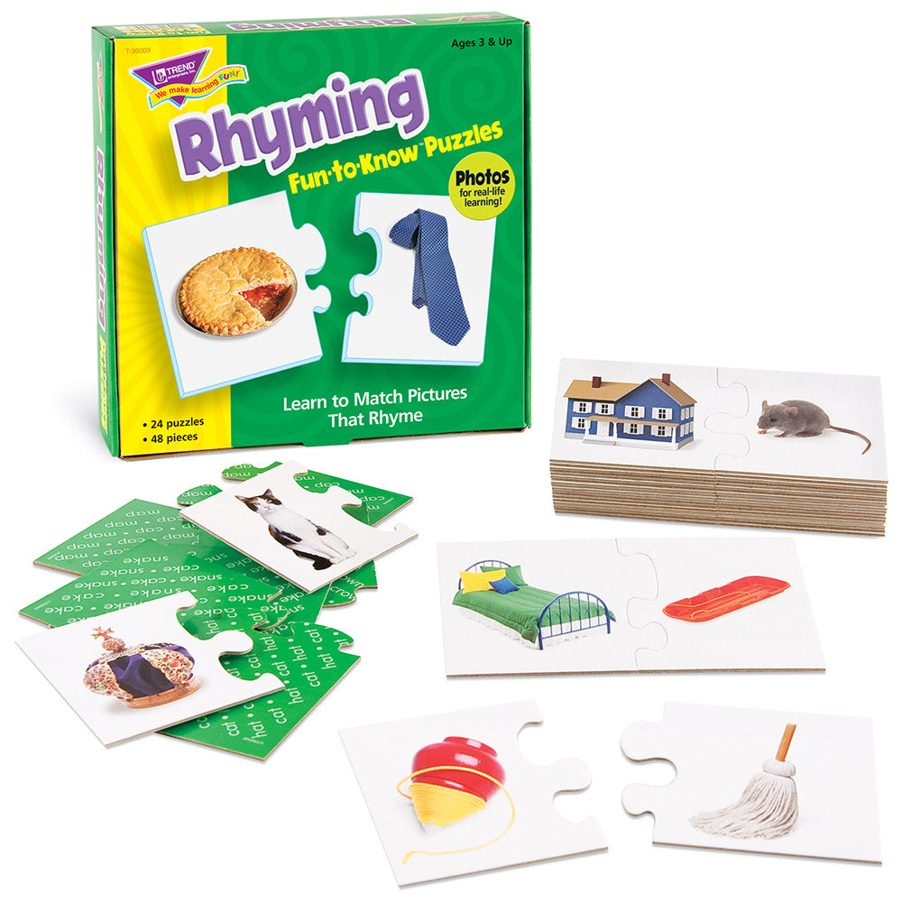 Trend Enterprises Early Childhood 24-Pack Rhyming Puzzles – 48 pc