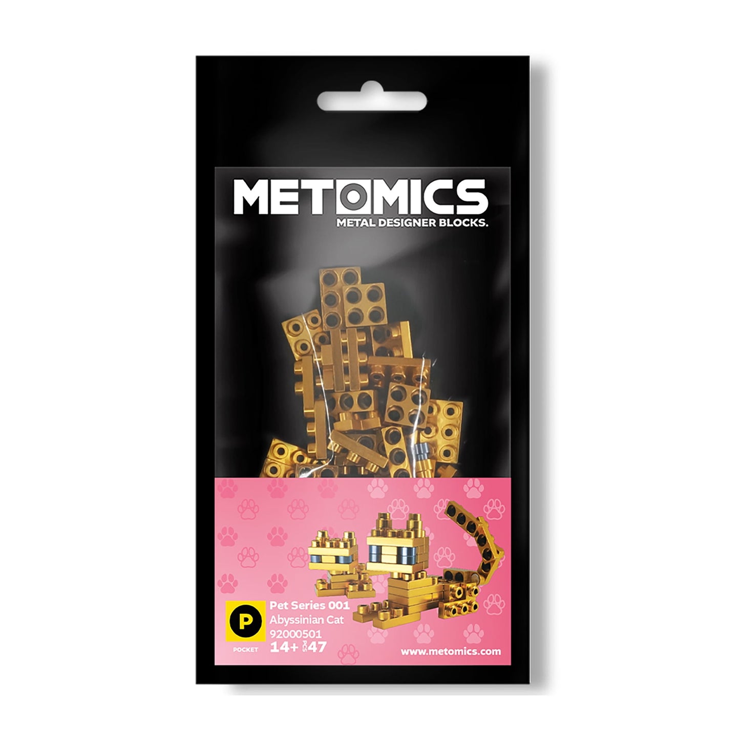 Metomics Pocket Pet Abyssinian Cat - Aztec Gold & Charcoal Black