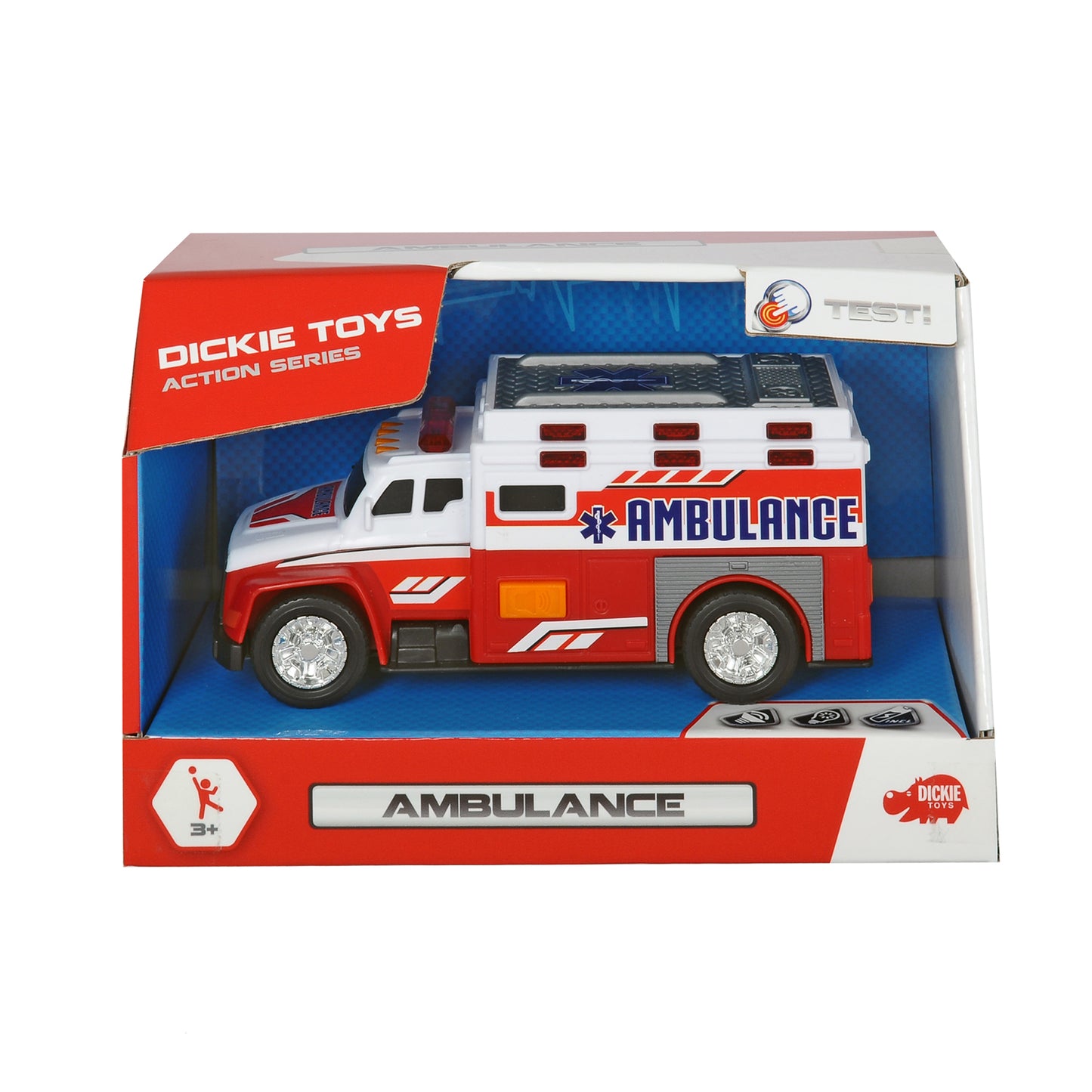 Dickie Toys Action Ambulance 6 inch red and white emergency vehicle toy