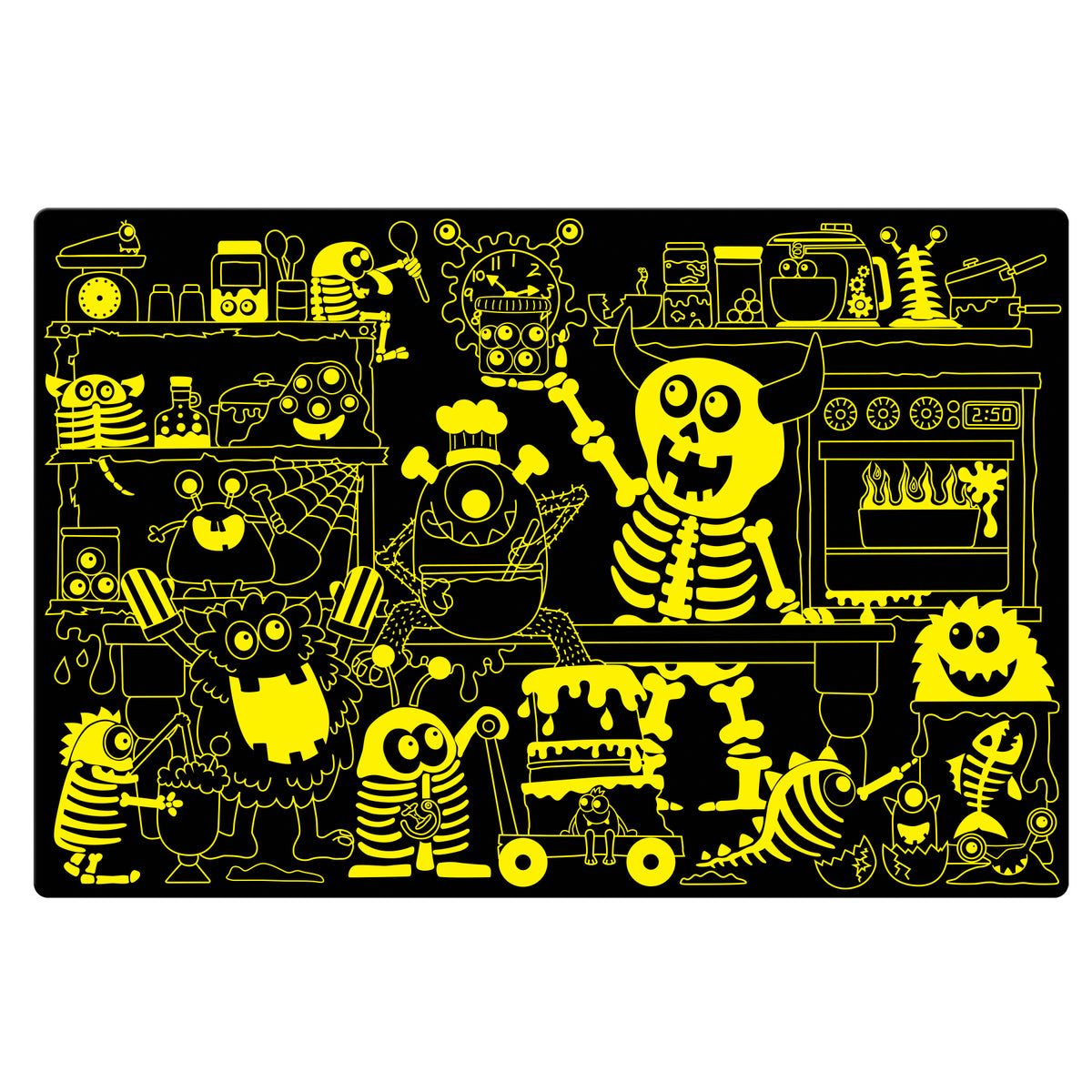 Monsters Puzzle Doubles Glow-In-The-Dark 100-Piece Floor Puzzle with yellow and black monster characters