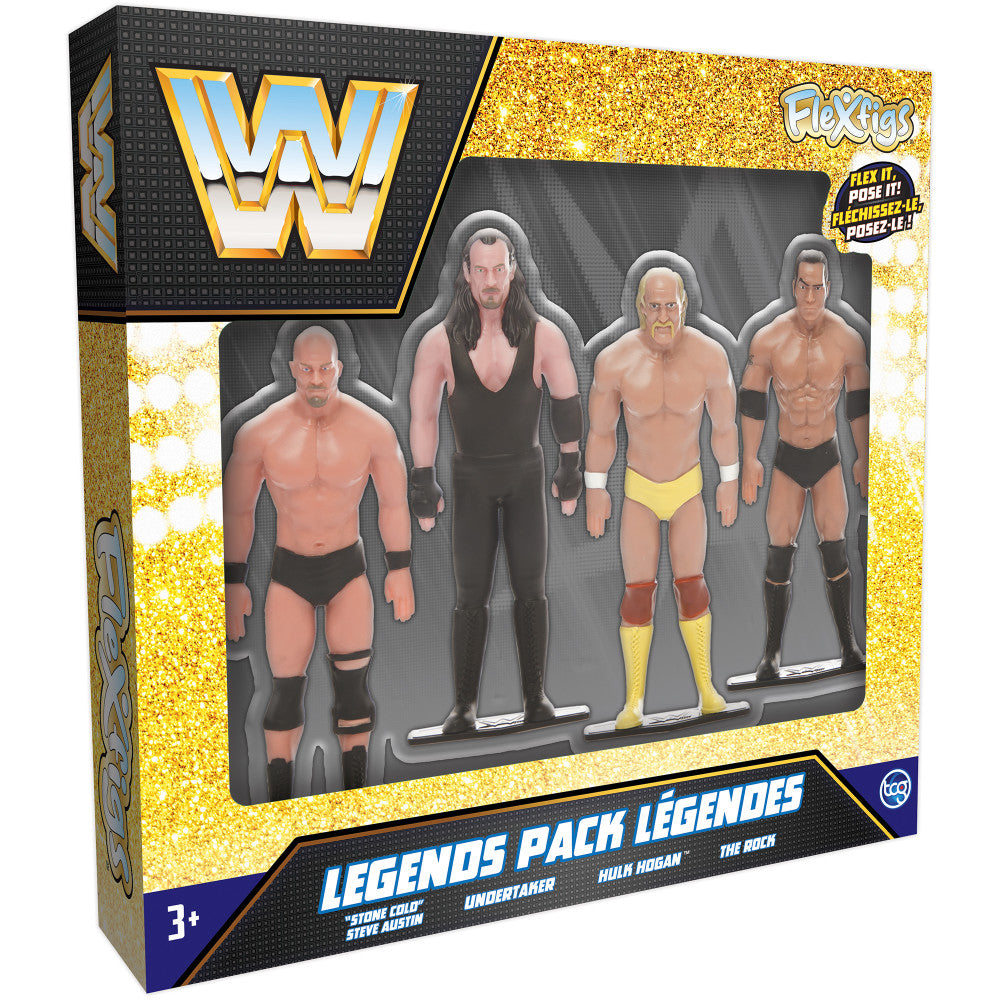 FleXfigs: WWE Legends - 4 Character Pack - Pro Wrestler Articulated Action Figures
