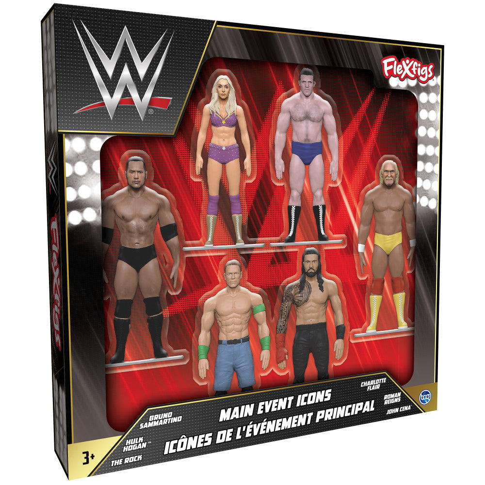 FleXfigs: WWE Icons Deluxe Pack - 6 Characters - Wrestler Articulated Action Figures