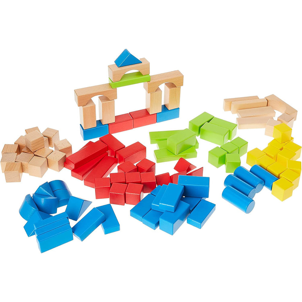 Hape Build Up Away 100-Piece Colorful Wooden Block Set – Toys