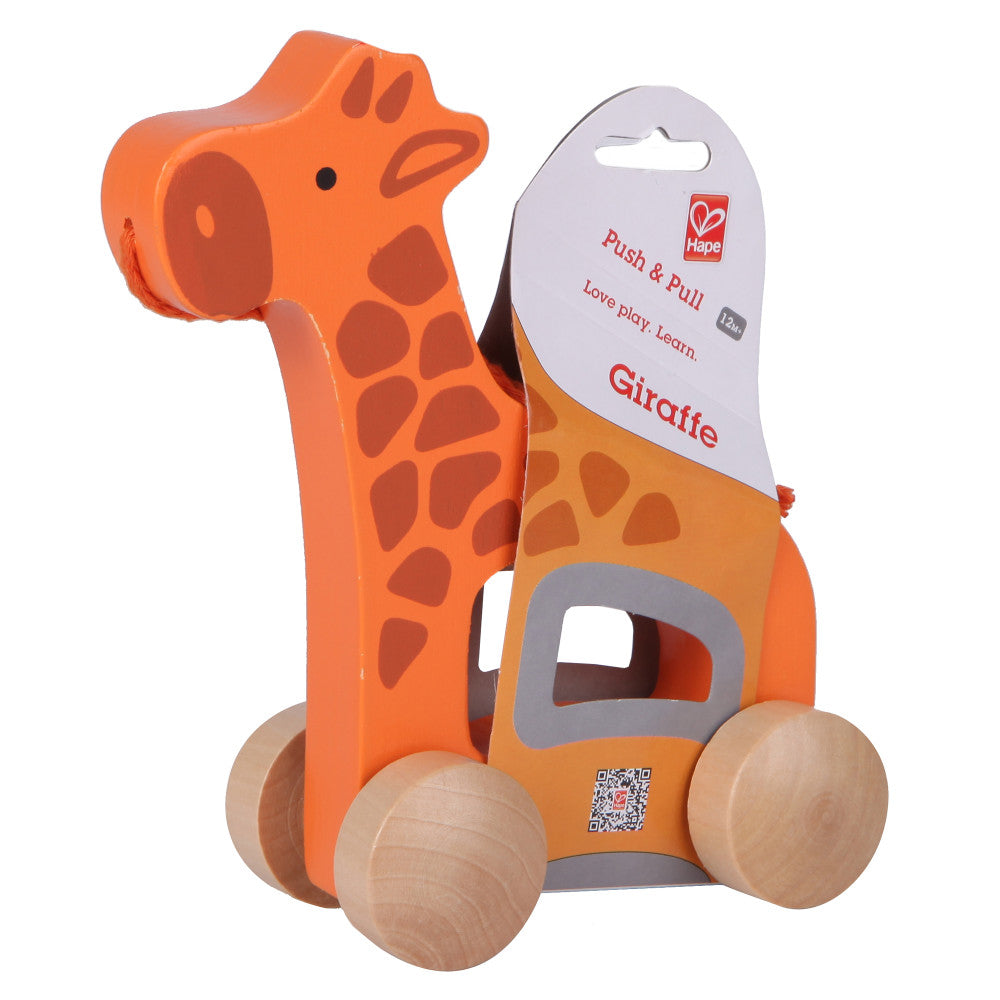 Hape: Push & Pull Giraffe - Orange - Wooden Toy