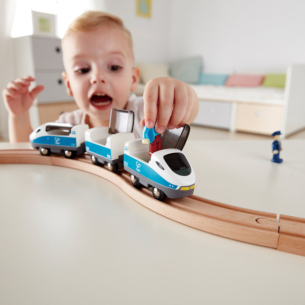 Hape: Intercity Train - Blue & White - Wooden Train Toy Set