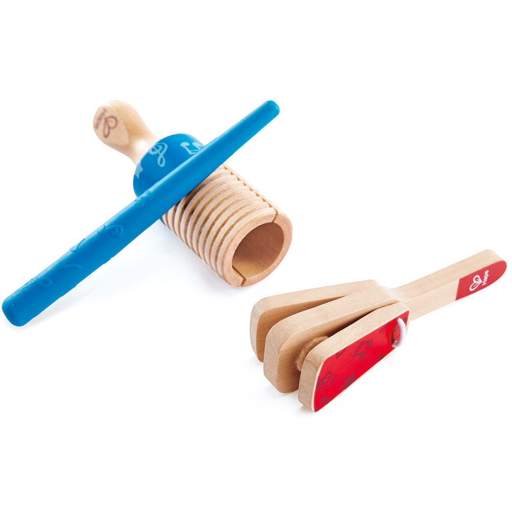 Hape: Percussion Duo - Wooden Clapper & Guiro Hand Musical Instruments
