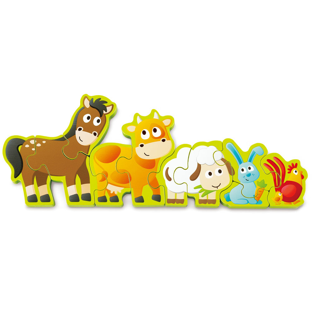 Hape: Numbers & Farm Animals Puzzle - 10pc, Wooden Toy