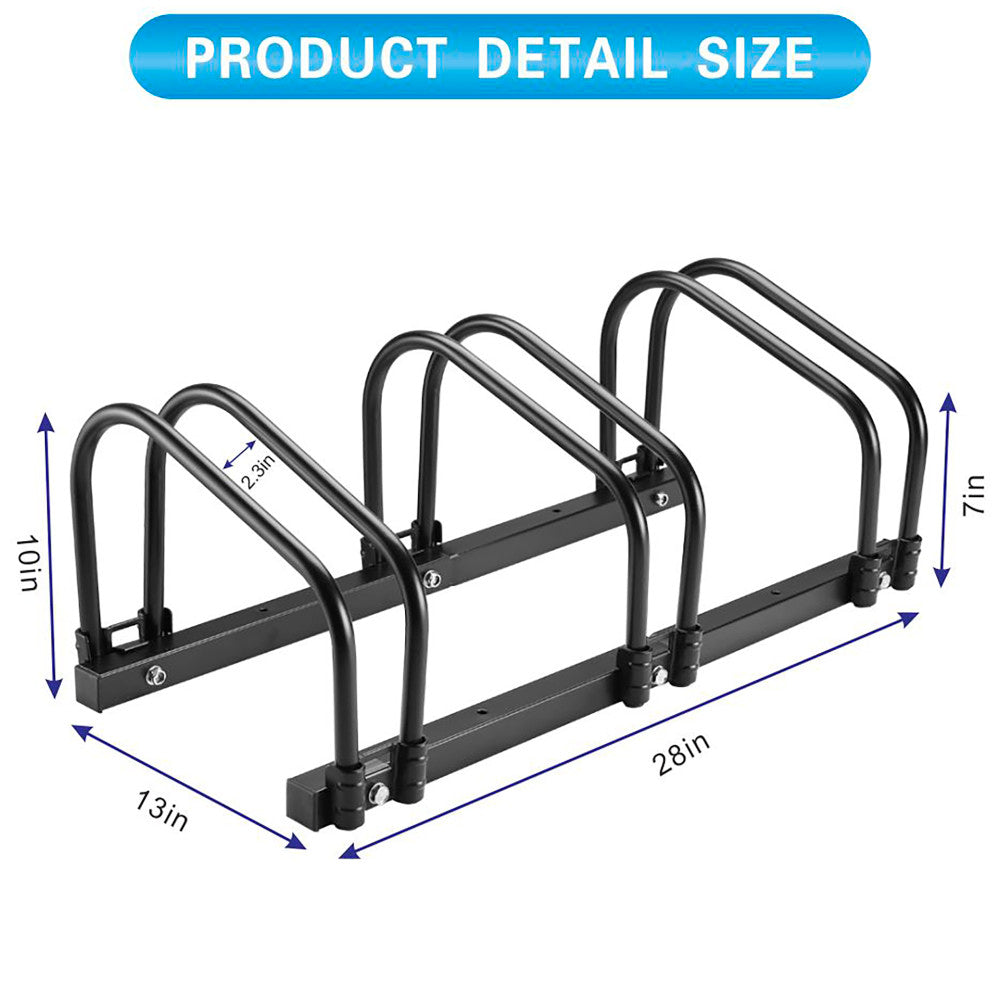 Trimate Bicycle Floor Parking Rack Stand for 3 Bicycles, Indoor Home Garage Storage