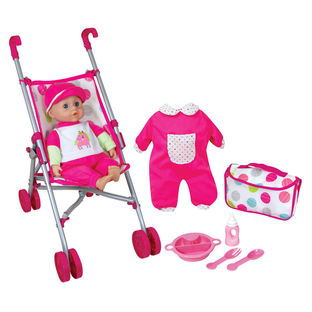 deluxe umbrella stroller Lissi Dolls Deluxe Umbrella Stroller with 13" Baby Doll Playset