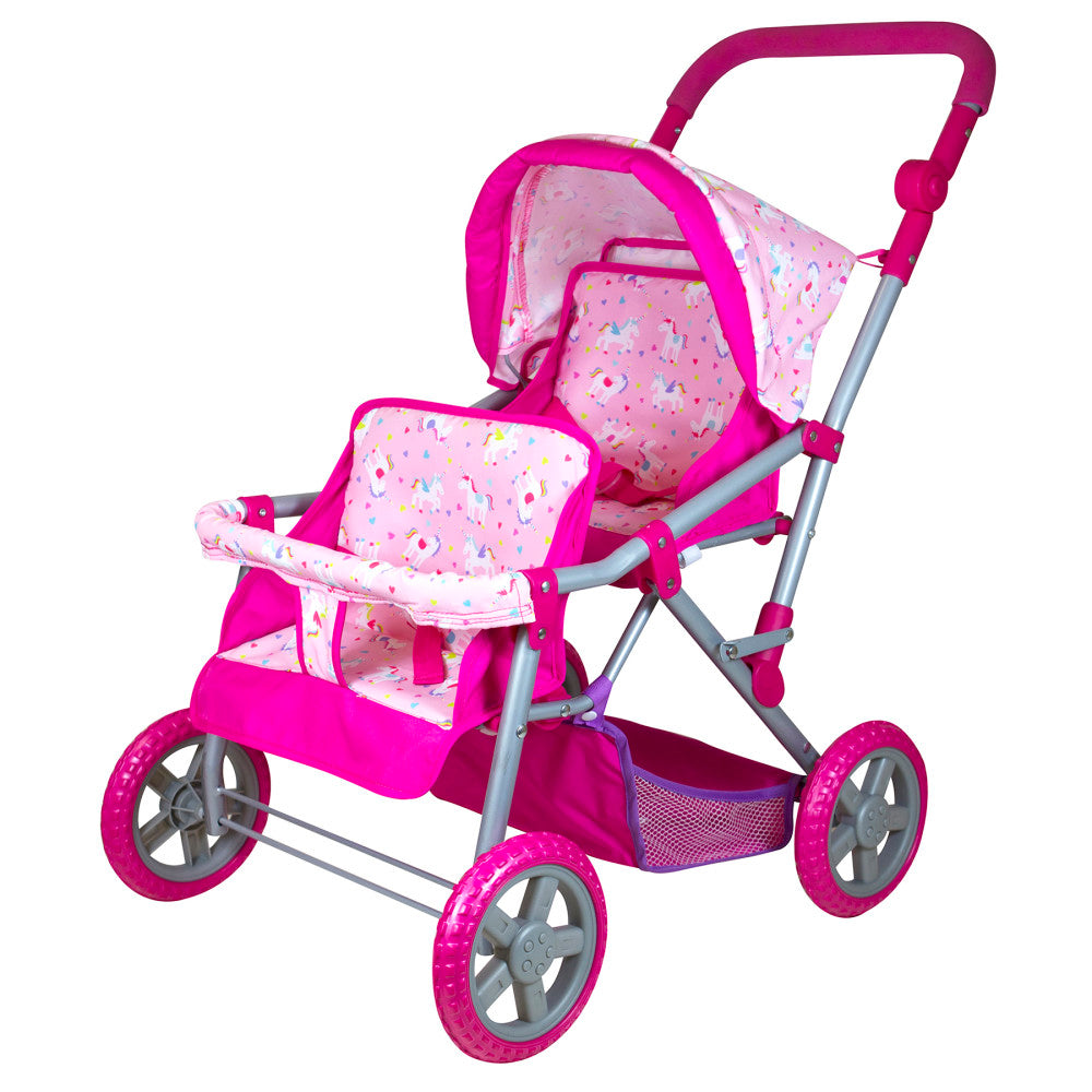toys r us double doll stroller Lissi Deluxe Twin Baby Doll Stroller Playset with Adjustable Handle and Shopping Basket