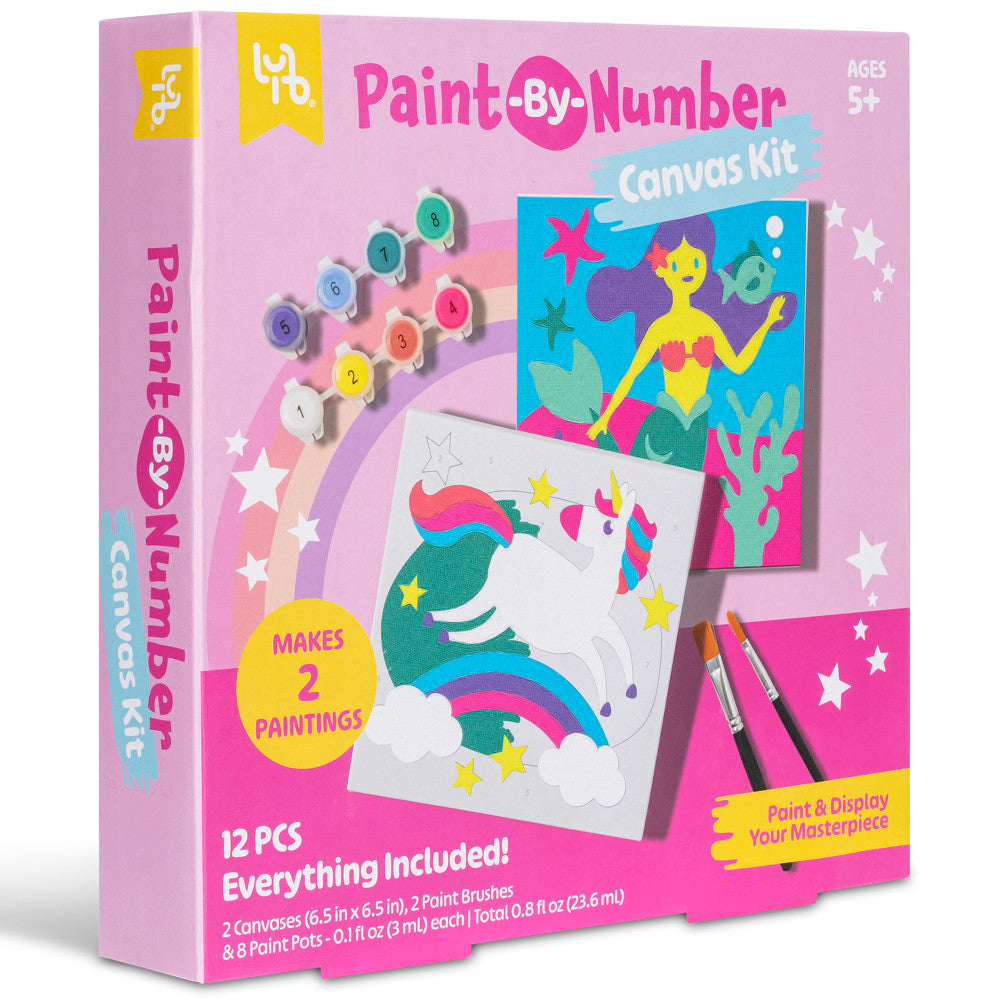 Little Yellow Bicycle: Unicorn & Mermaid Paint-By-Number Canvas Kit