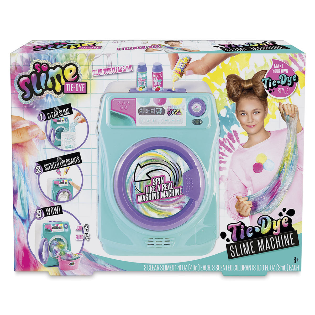 So Slime DIY Premade Tie-Dye Slime Set with Mini Washing Machine