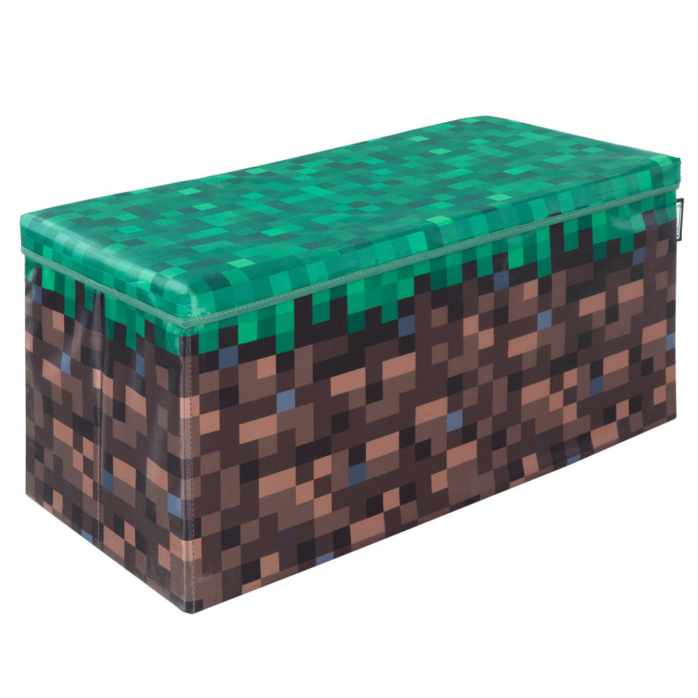 Minecraft: Large Pixel Grass Block Storage Bench - Collapsible Toy