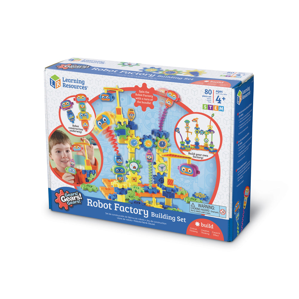 Learning Resources Gears! Gears! Gears! 80-Piece Robot Factory Building Set