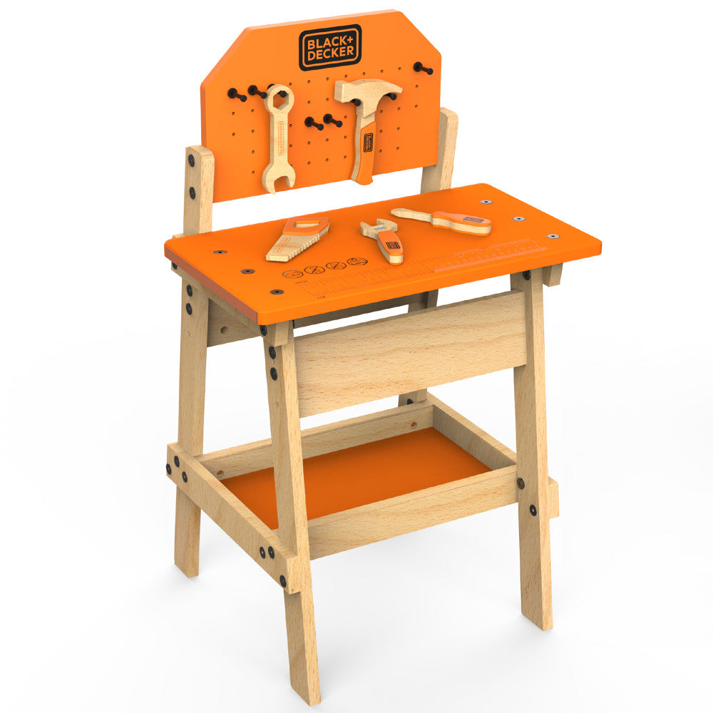 Black Decker 6-Piece Kids Workbench Wooden Tool Set Pretend