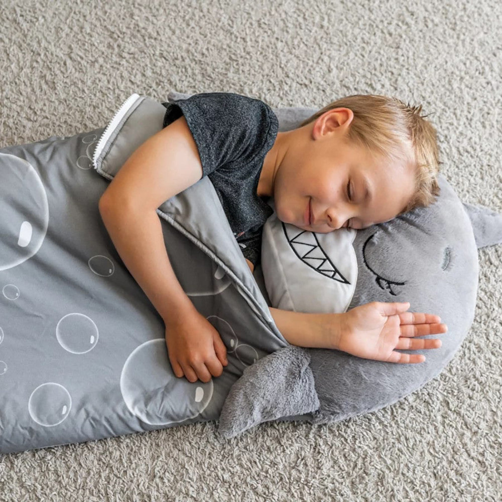 Happy Nappers: Pillow & Sleepy Sack: Large - Grey Shark, Kids 7+