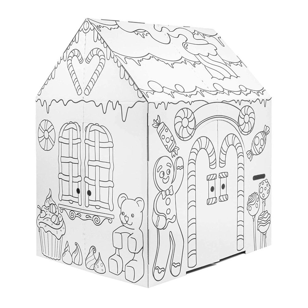 Easy Playhouse Gingerbread House - Enchanting Cardboard Play Fort