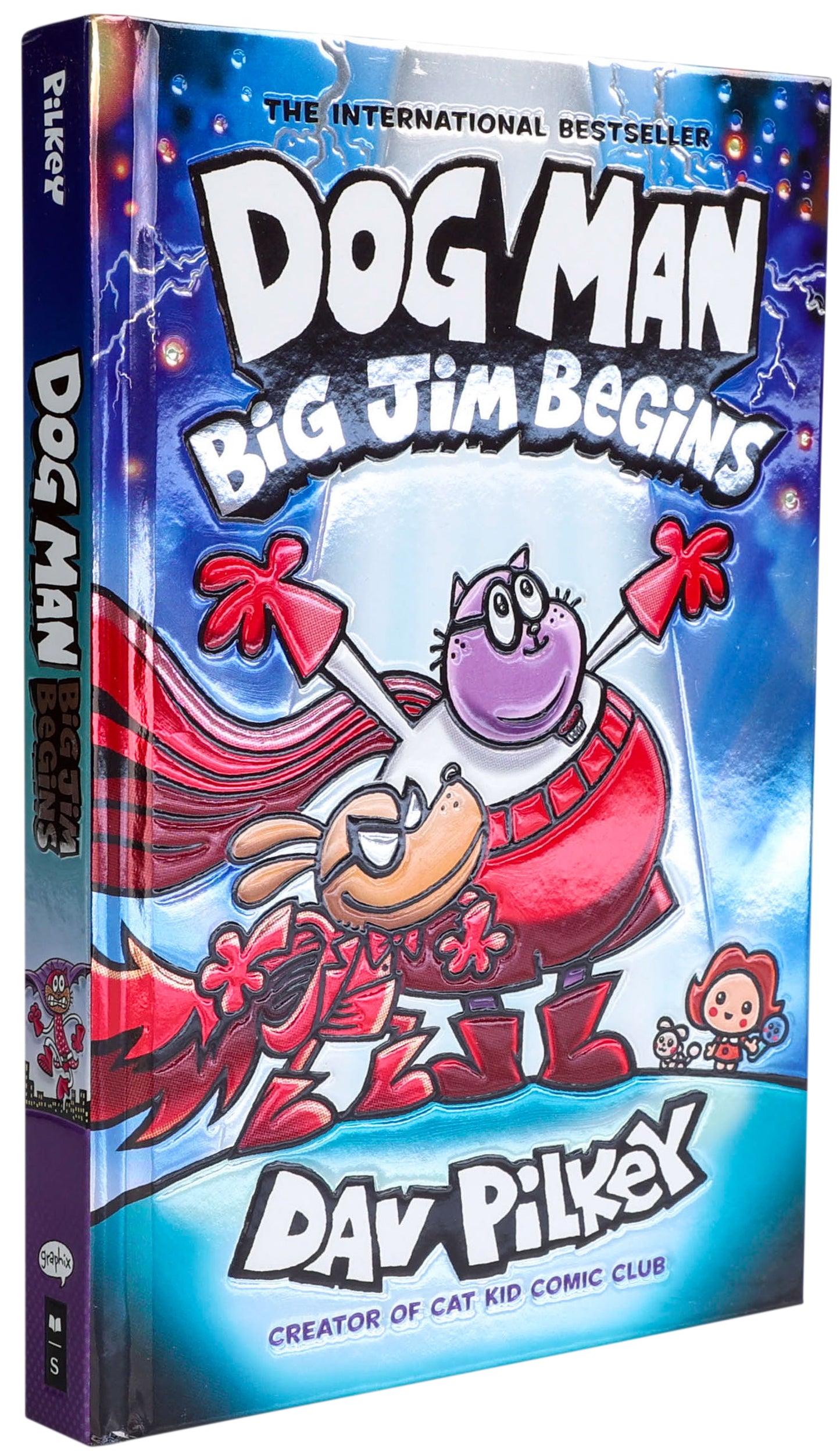 Dogman Big Jim Begins book by Dave Pilkey with purple and red foil cover